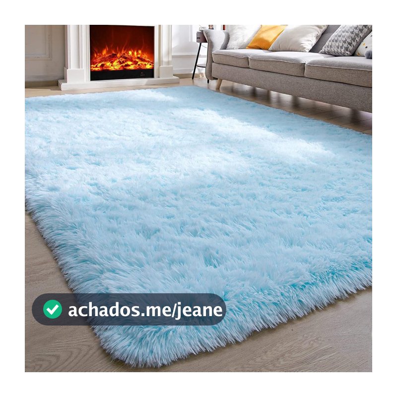 Tapete 2,00 X 1,50 Peludo Felpudo Fofinho Macio Para Quarto Sala Promoção Azul Bebe