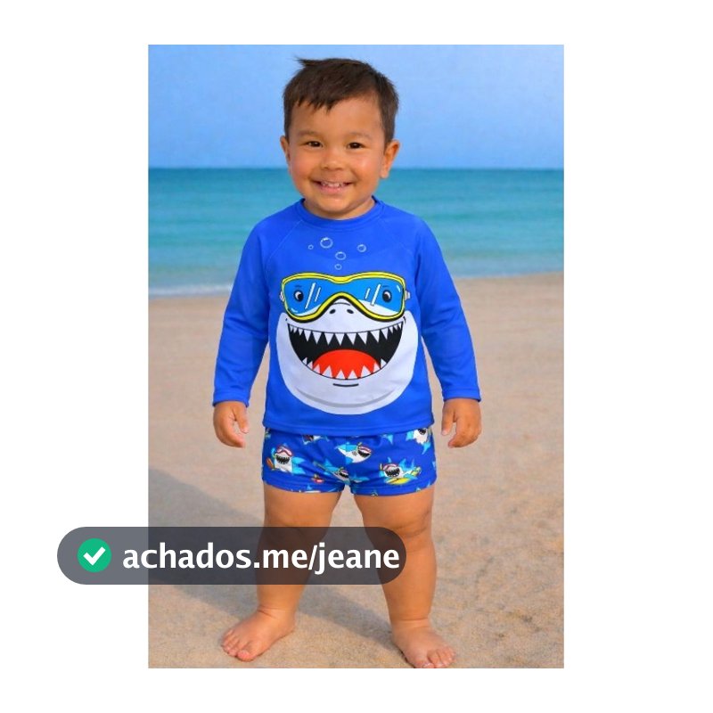Conjunto Camisa Sunga Proteção Solar Uv FPU50+ Infantil Menino Natação Praia