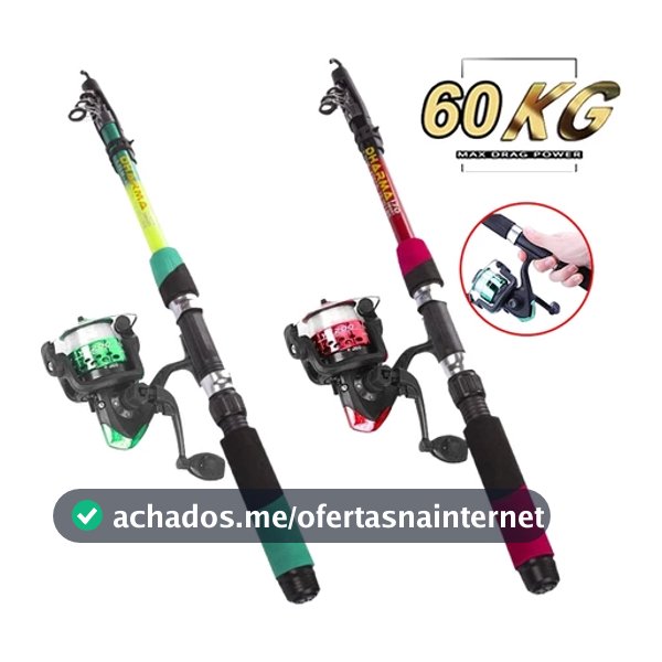 KIT 2 Vara De Pesca 60-120lbs Completa Com Carretel Esportivo Ao Ar Livre Portátil Sea Bass Joran Pancing