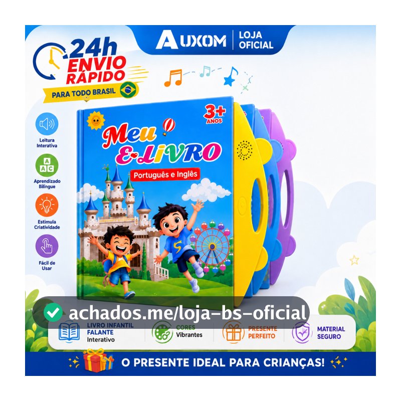 Livro Infantil Falante Bilíngue Português/Inglês Educativo Interativo com Som