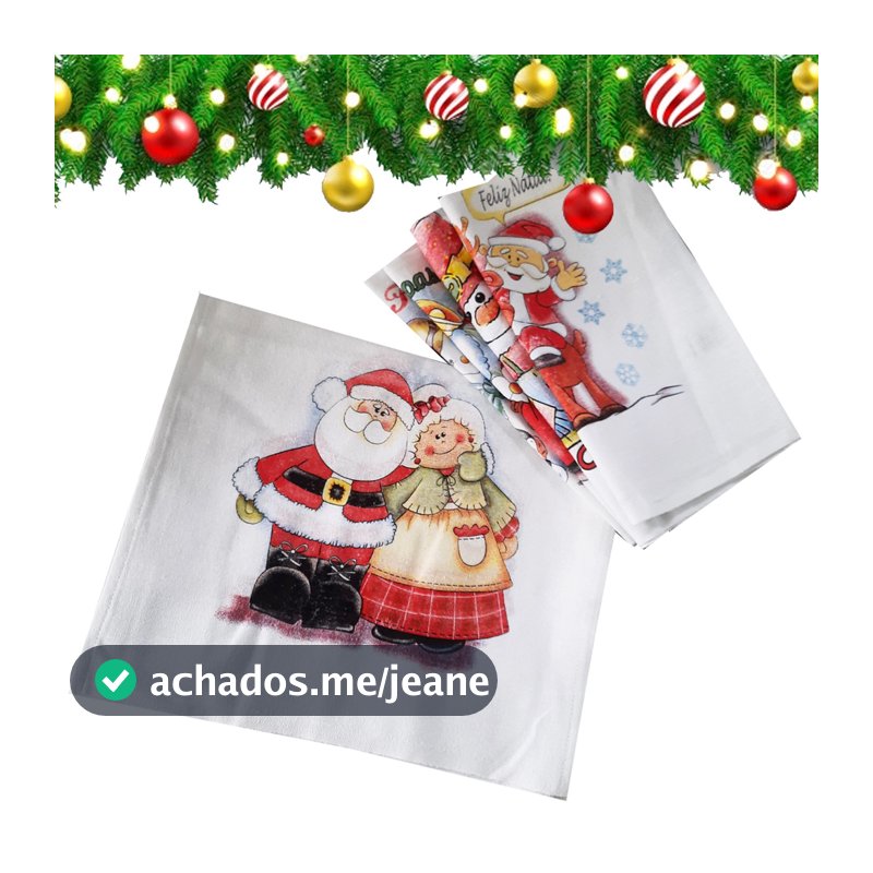 Pano de Prato Superior Natal - Kit com 10 un -  Estampas Natalinas