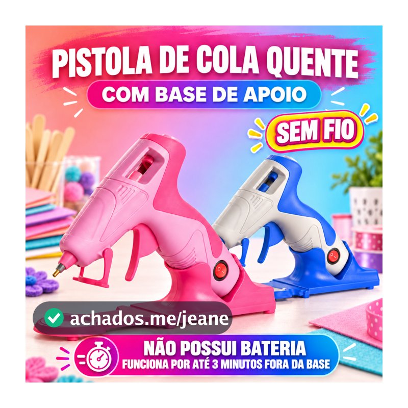 Pistola de Cola Quente Sem Fio artePunto - Bico Fino - 7mm - Azul ou Pink a Escolha