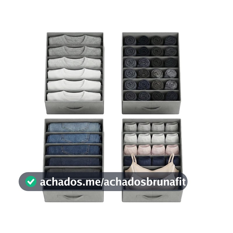 SONGMICS Organizadores de Gaveta Dobráveis, 6 Compartimentos com Alças, Organizador de Guarda Roupas Peças Intimas Meias