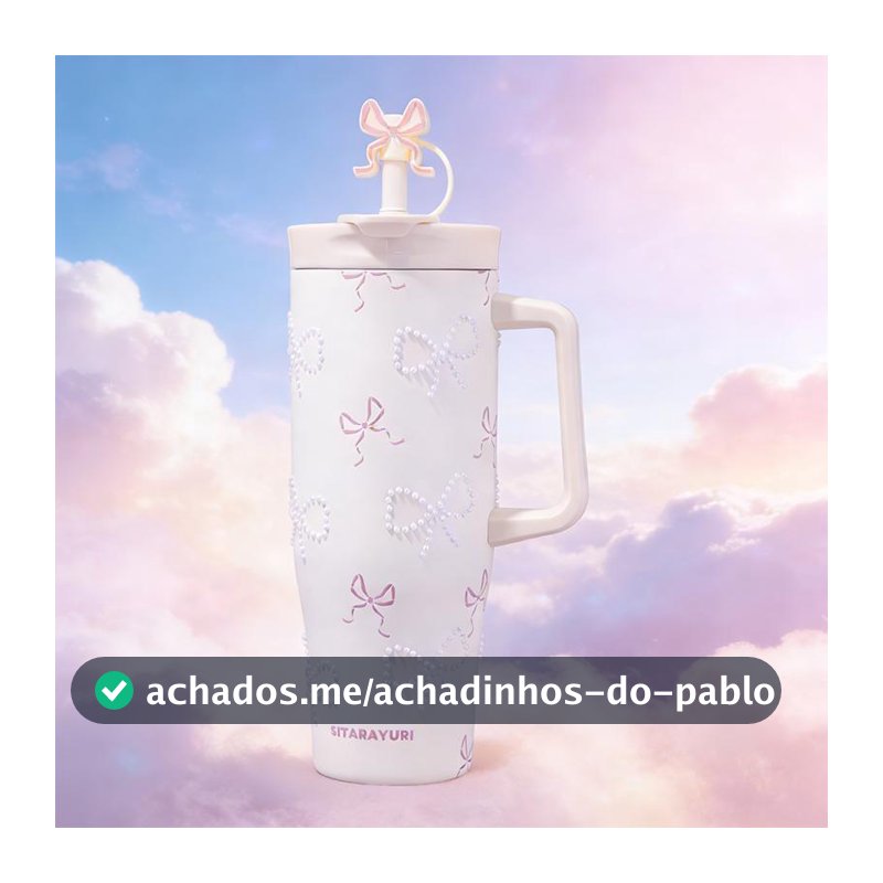 Copo Térmico 1200ml Aço Inoxidável SUS304 Design com Laços Pérolas e Corações Alça Ergonômica e Tampa com