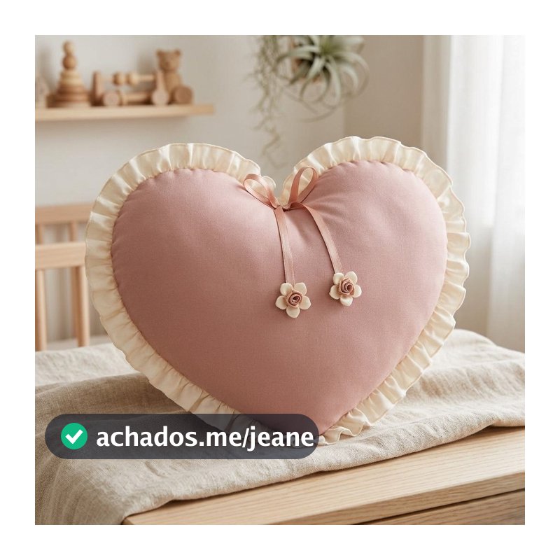 Almofada Decorativa Tema Coração Rose com palha