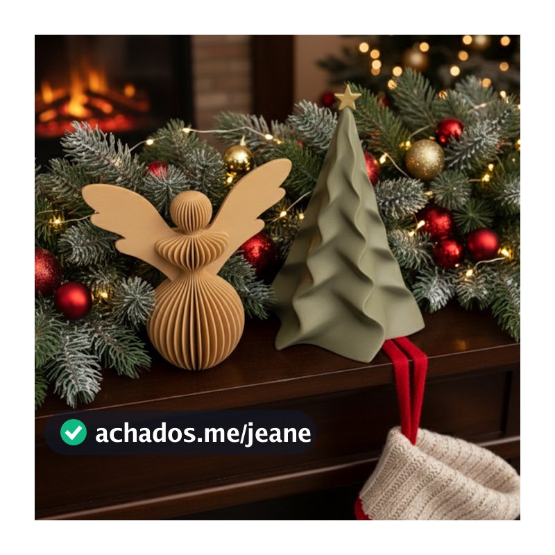 Decoração de Natal | Conjunto Decorativo Anjo e Árvore Minimalistas