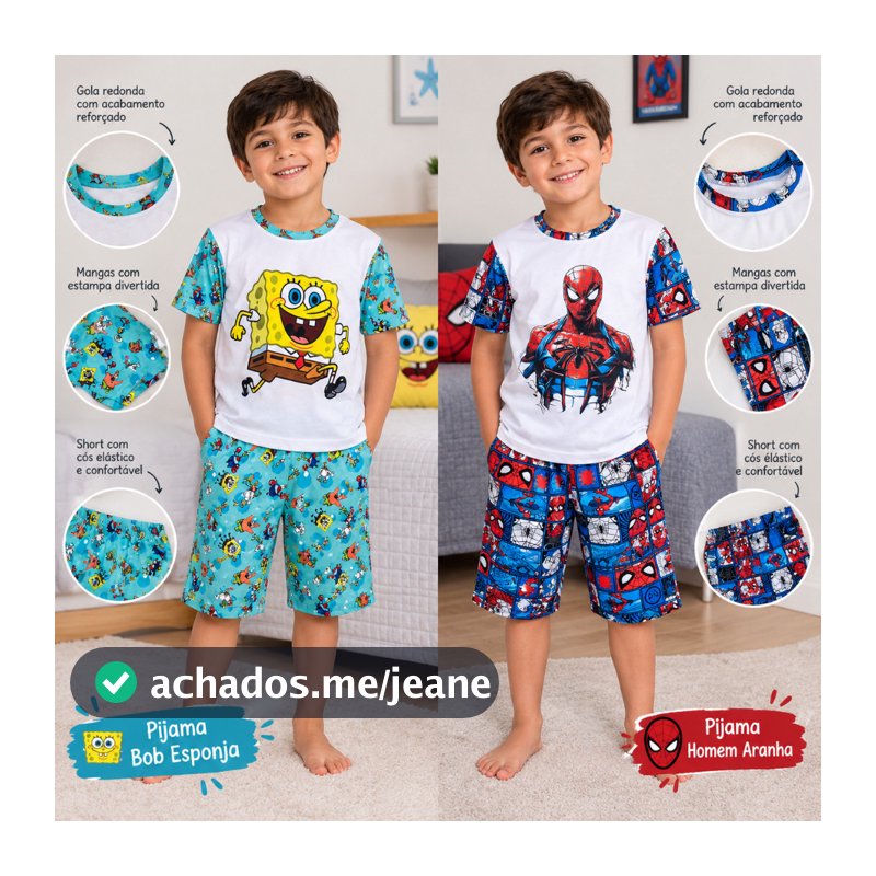 PIJAMA CURTO MENINO INFANTIL VERÃO SUEDE CONFORTÁVEL