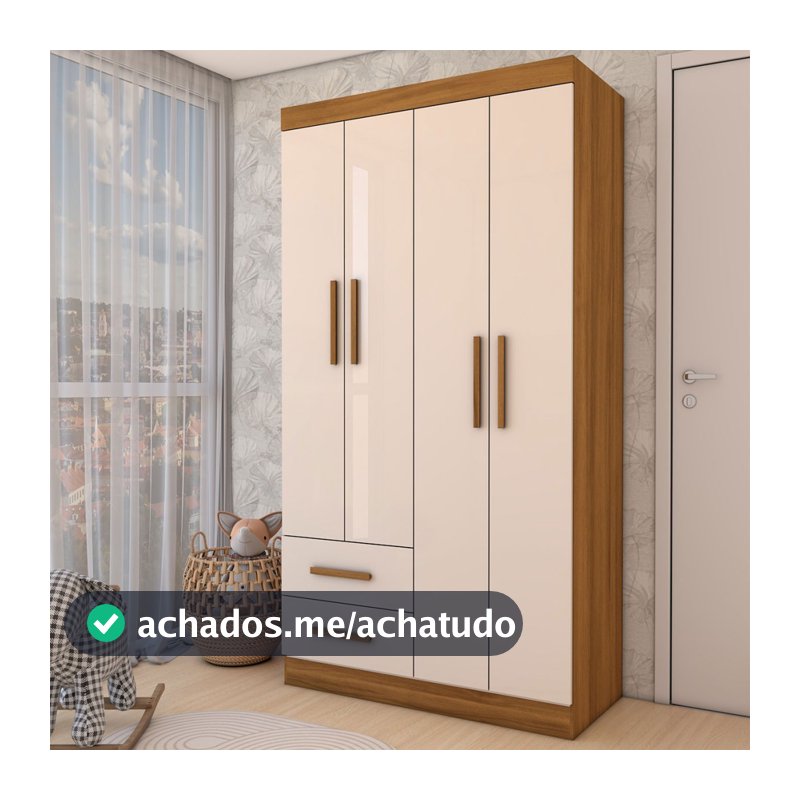 Guarda-Roupa Infantil Linho 4 Portas 2 Gavetas - Panorama Móveis