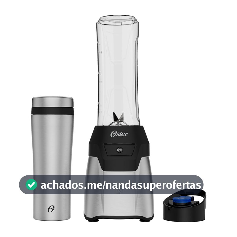 Liquidificador Portátil Power Blender Inox Oster com 2 Jarras To Go