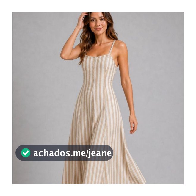 Vestido Helena Listrado Linho Panamá Feminino Elegante Alcinha Verão Casual Confortável Premium