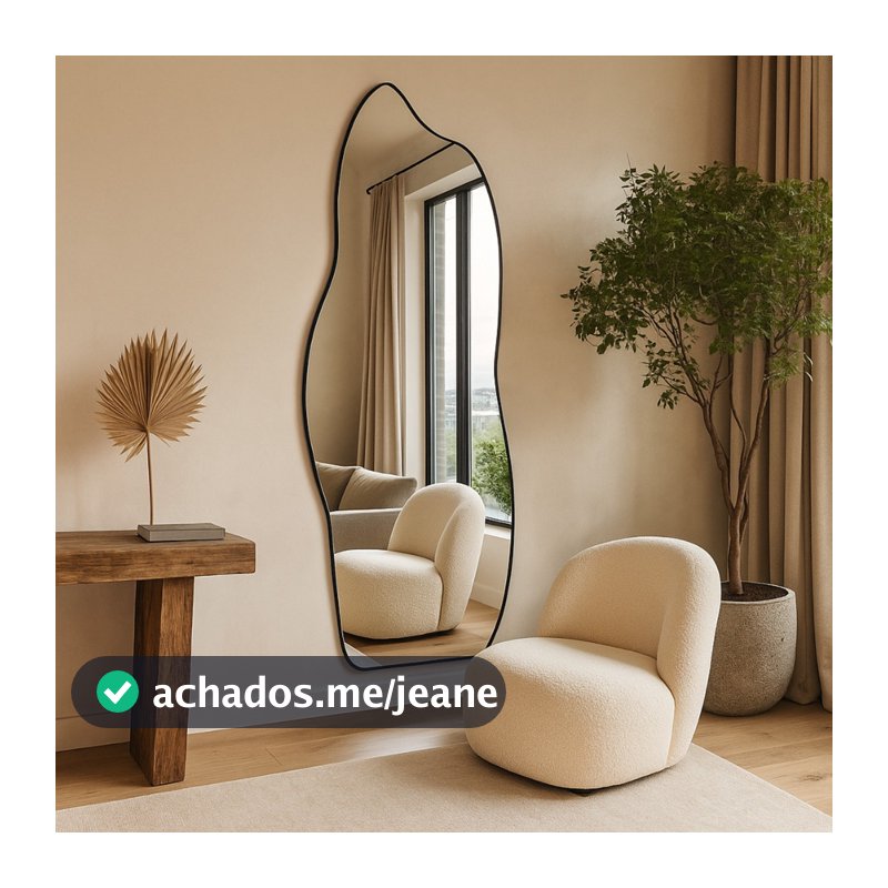 Espelho Orgânico Corpo Inteiro Grande 160x70cm Modelo Fogo Decorativo Para Sala Quarto
