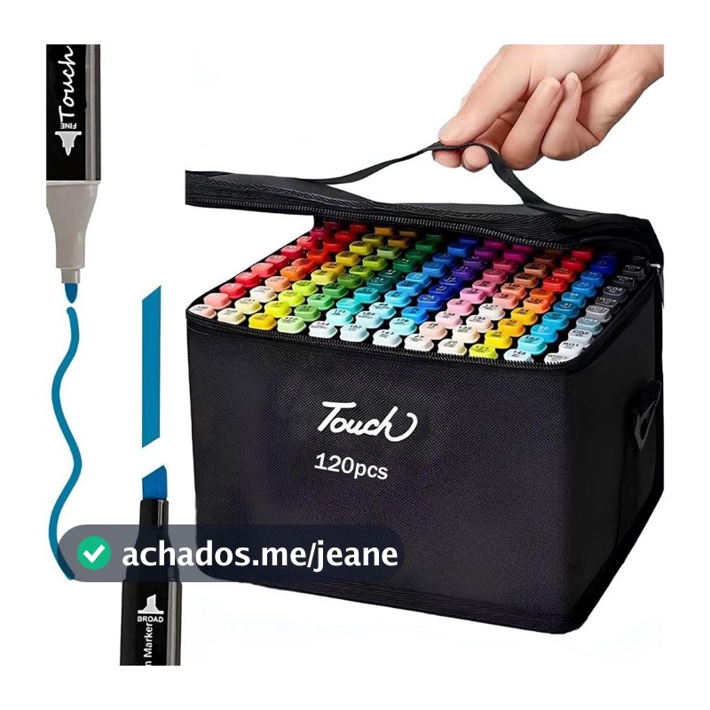 Conjunto 24/36/48/80/120/168 Canetinhas P/ Colorir Desenho Marca Texto Bolsa Ponta Dupla Criança