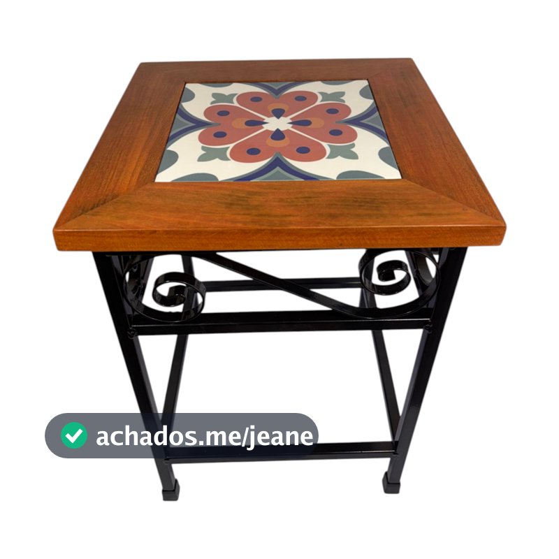 Banqueta Banco De Jardim Quadrado Estilo Vintage Ferro Madeira Azulejo Decorativo Resistente