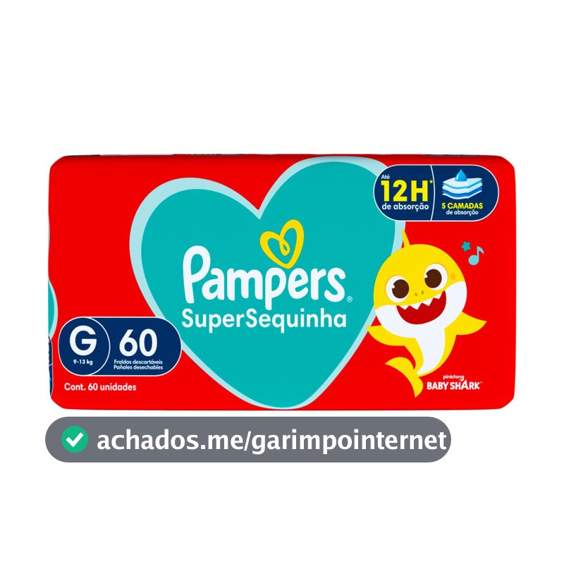 Fralda Pampers Supersequinha Tamanho G 60 Unidades Descartáveis