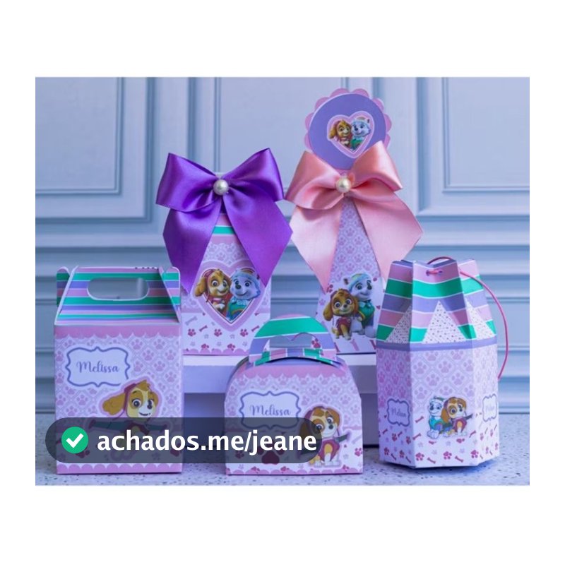 PEGUE E MONTE - Kit Festa Personalizado Skye e EverestPatrulha Canina Rosa  - Caixinhas Lembrancinhas Festa