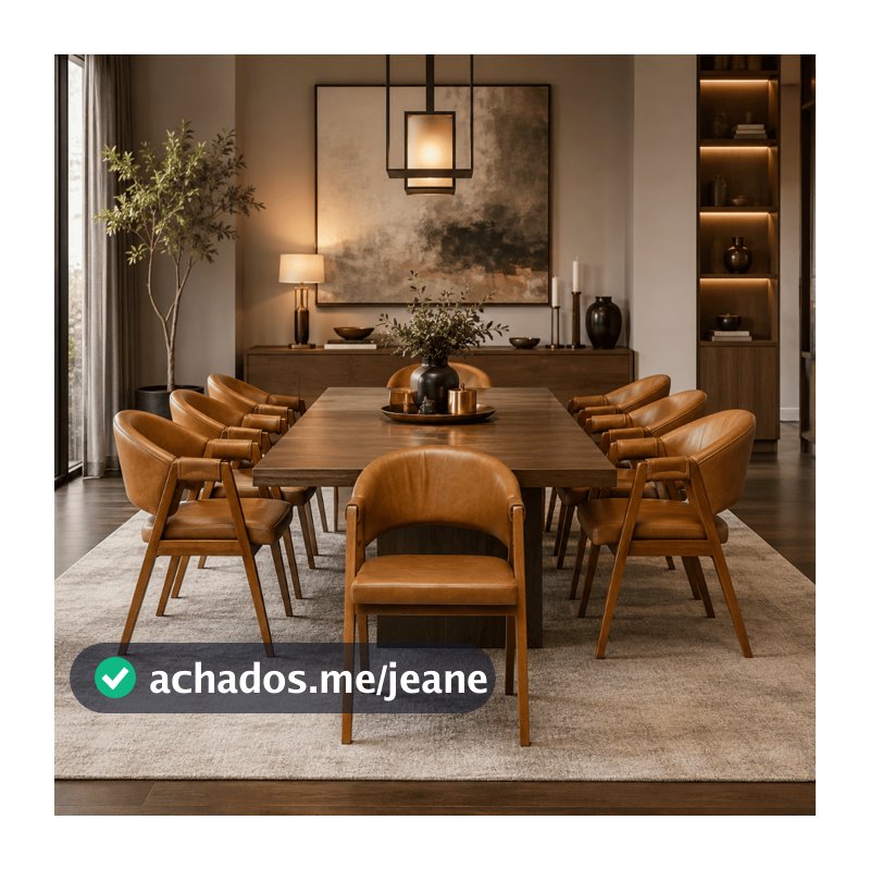 Cadeira de Jantar Kit 8 Cadeiras Madeira Maciça para Mesa Sala de Jantar com Braço Corino Movellu