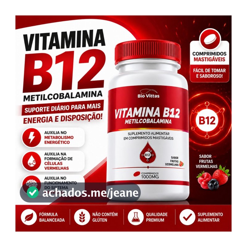 B12 Metilcobalamina Sublingual/ Mastigável comprimidos de 1000mg  BioVittas