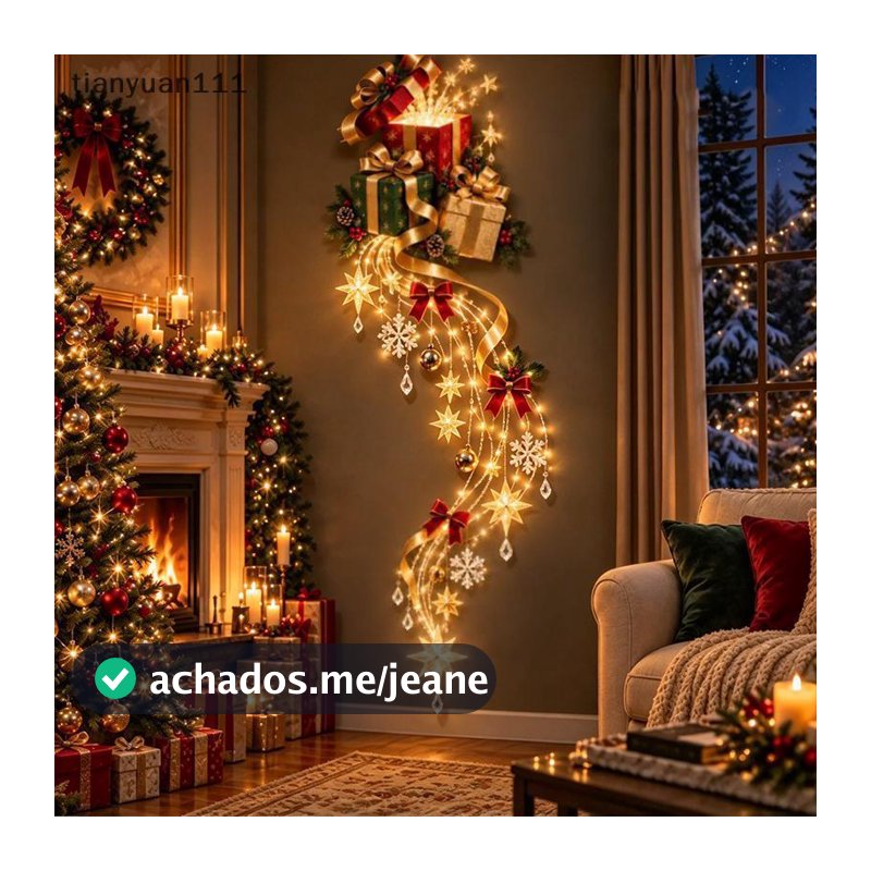 tianyuan111 Luz De Parede De Trilha Mágica De Natal Fofa LED Brilhante Presente Para Quarto De Crianças Berçário Festa D