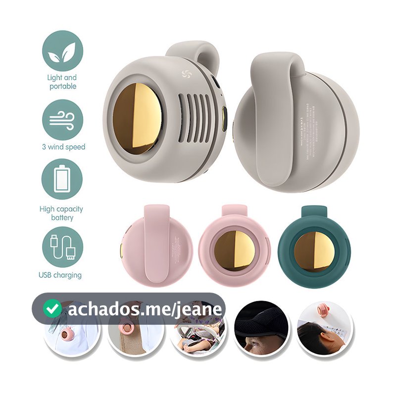 Novo Ventilador Silencioso Portátil Mini USB Recarregável Bladeless Elétrico Clip-on Ajustável De Cintura De 3 Velo