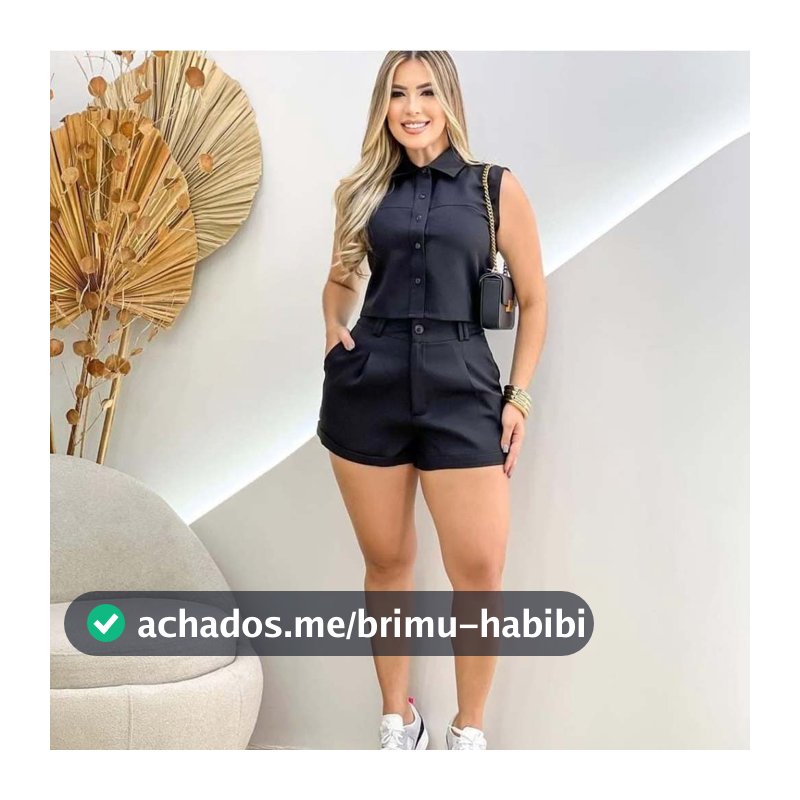 Conjunto feminino Social Colete com botões e Short em alfaiataria