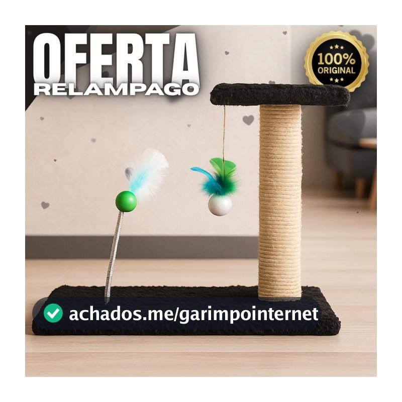Arranhador Para Gatos Poste com Brinquedo Suspenso e Bolinha - Mola