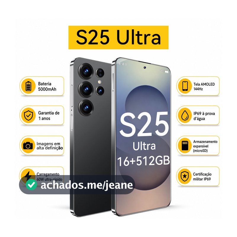 6,78" HD Smartphone S25 Ultra 5G 16GB+512GB 5000mAh Celular Android 15 Dual SIM Octa-core
