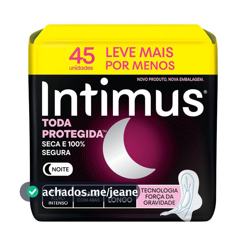 Absorvente Intimus Toda Protegida Noturno Suave com Abas 45 Unidades Leve Mais Por Menos