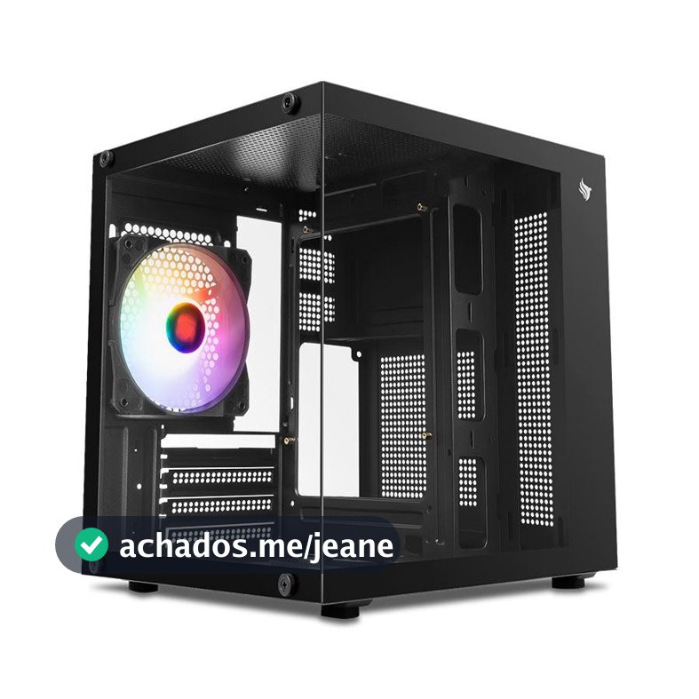 Gabinete Gamer Aquário Pichau Atom, Mini-Tower, Lateral de Vidro, Com 1 Fan, Preto, PG-ATOM-BK