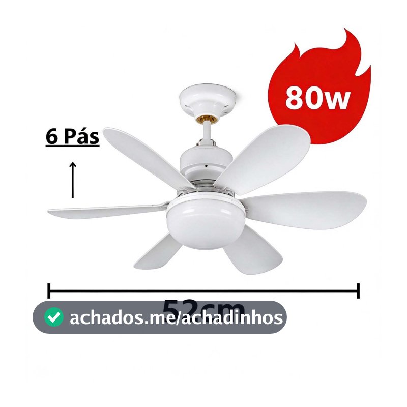 Ventilador de Teto Turbo Silencioso Oval 60W/80w/120w 6 Pás LED 3 Cores E27 Controle Função Timing Bivolt