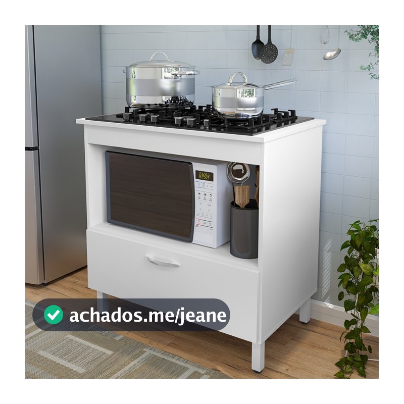 Balcão Cooktop F Balcão de cozinha compacto para cooktop 4 ou 5 bocas com 1 porta e nicho para forno