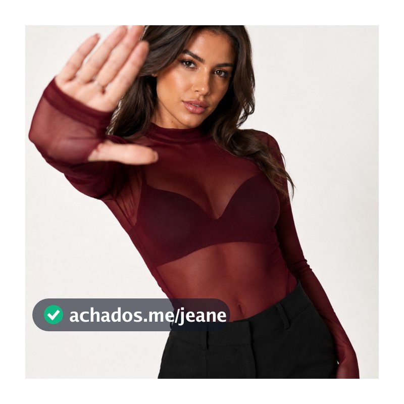 Body Tule Feminino Transparente Manga Longa Gola Alta Com Dedeira Look Noite Moda