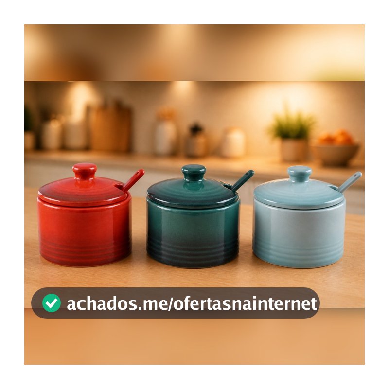 Açucareiro De Cerâmica Le Chef Com Colher 200ml Hauskraft Premium