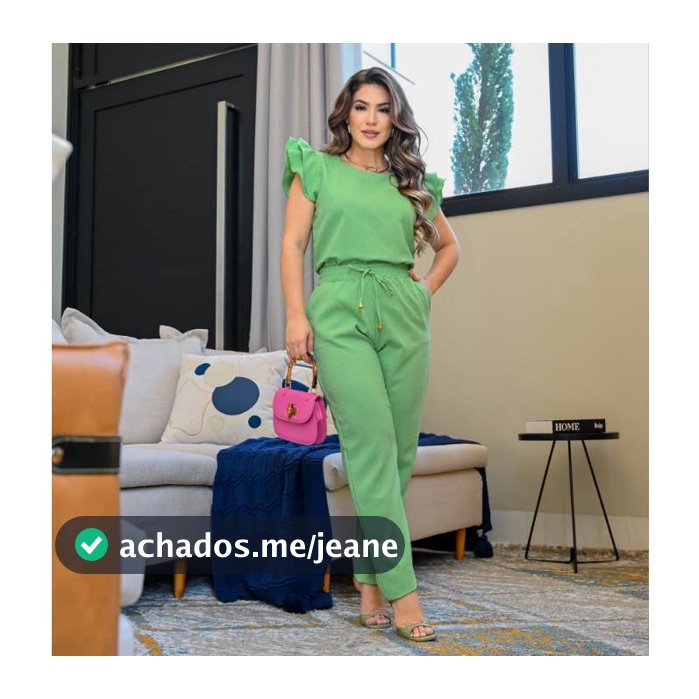 Conjunto Feminino Casual Blusa Calça em Linho De Algodão Com Babado Na Manga Cores Verão 2023 Roupa Feminina Festa Barata Promoção Oferta Exclusiva