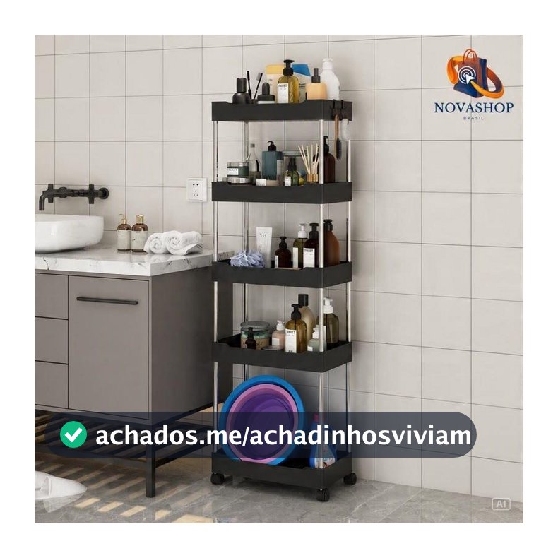 Organizador Móvel Com 4 Prateleiras Para Diversos Itens Com Rodinha