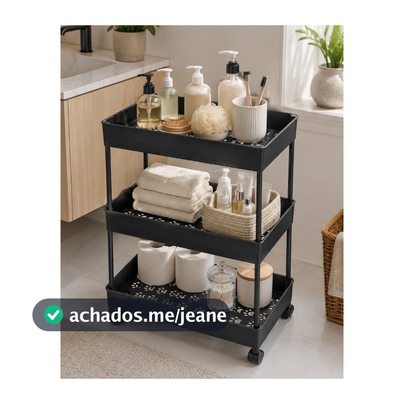 Carrinho Organizador Plástico Com Rodas Banheiro Cozinha Fruteira 20x39x64cm Umbrella