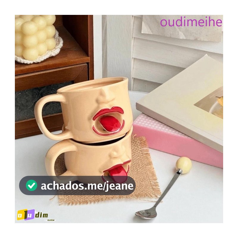 Copo De Língua Móvel OUDIMEIHE , Inquieto Engraçado De 300ml , Caneca De Cerâmica Criativa Divertida Para Beber Diário