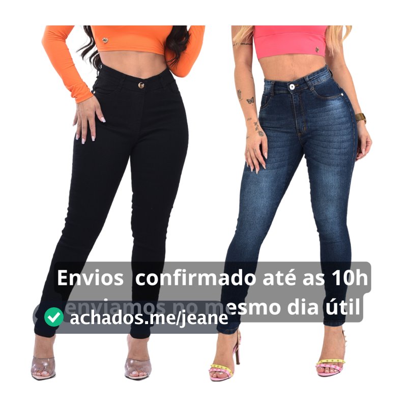 Kit 2 Calças Jeans Feminina Cintura Alta Lycra  Elastano Premium Cós Alto Modelagem Levanta Bumbum