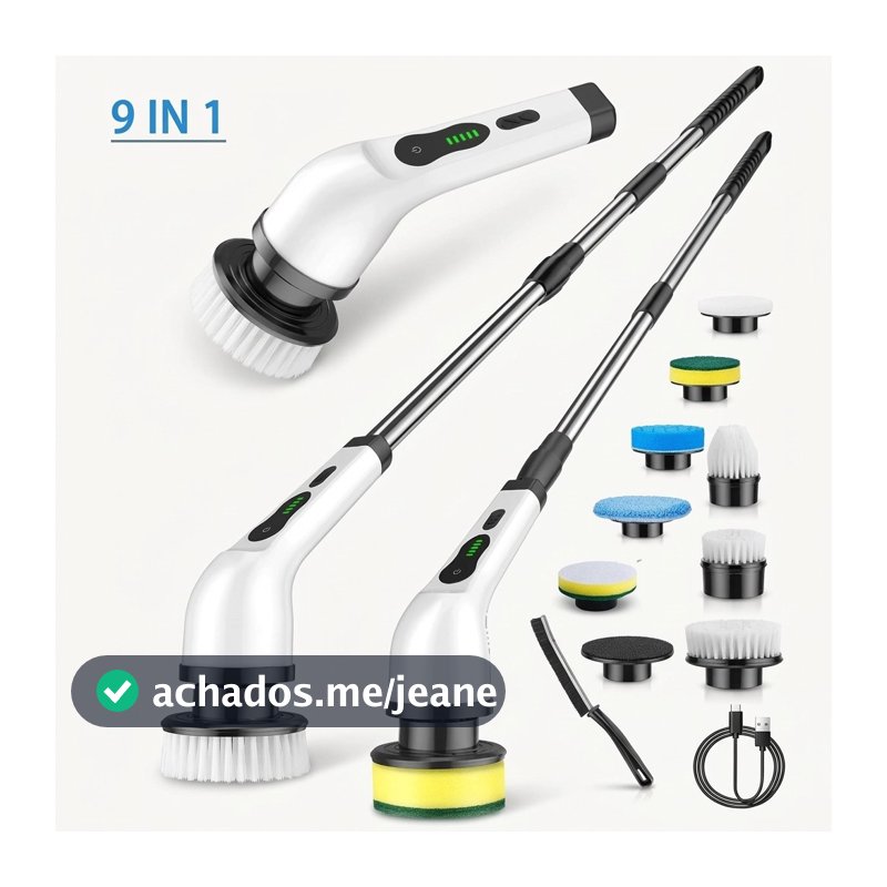 Limpador Eletrico 9 Em 1 Rotativo Com Extensor Alta Eficiencia Casa Banheiro