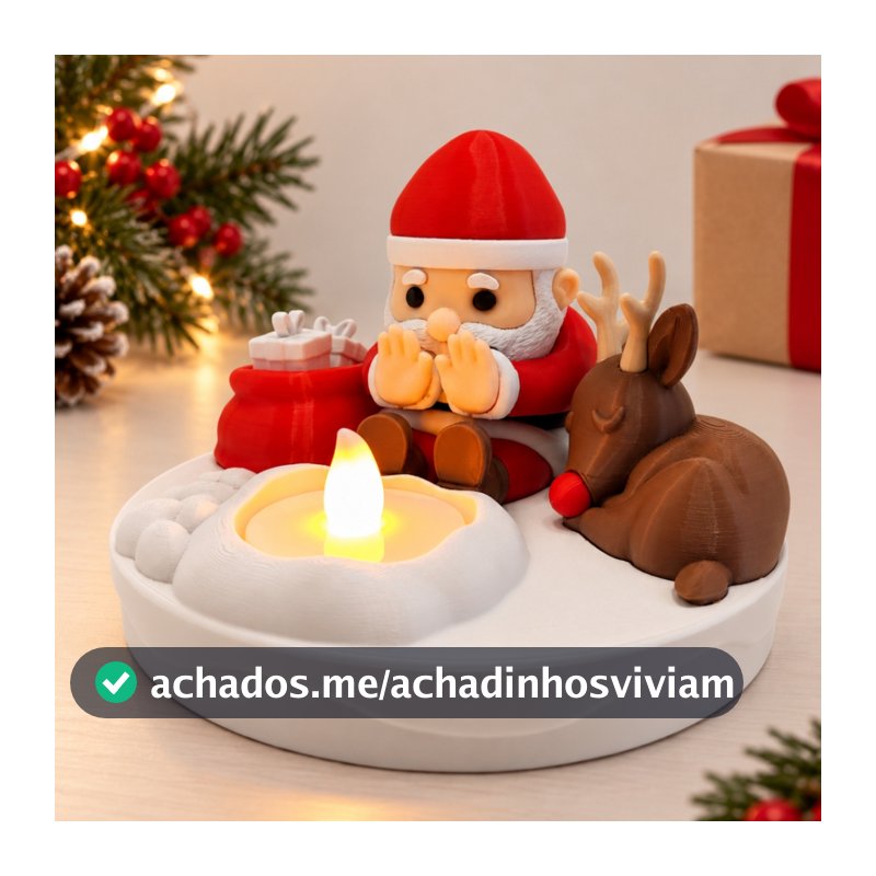 Papai Noel Decorativo com Luz – Enfeite de Mesa Natalino, Lareira Mini, Decoração Natal