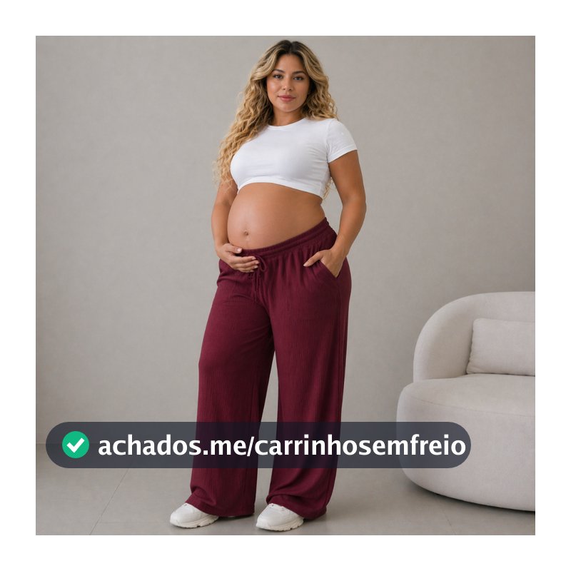 Calça Glamor  Pantalona Canelada CINTURA ELASTICA PARA GRAVIDINHAS .