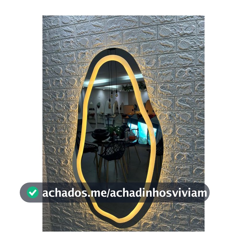 Espelho Orgânico 115cmx60cm Polido com LED Jateado Quarto Sala Banheiro Salão Lançamento