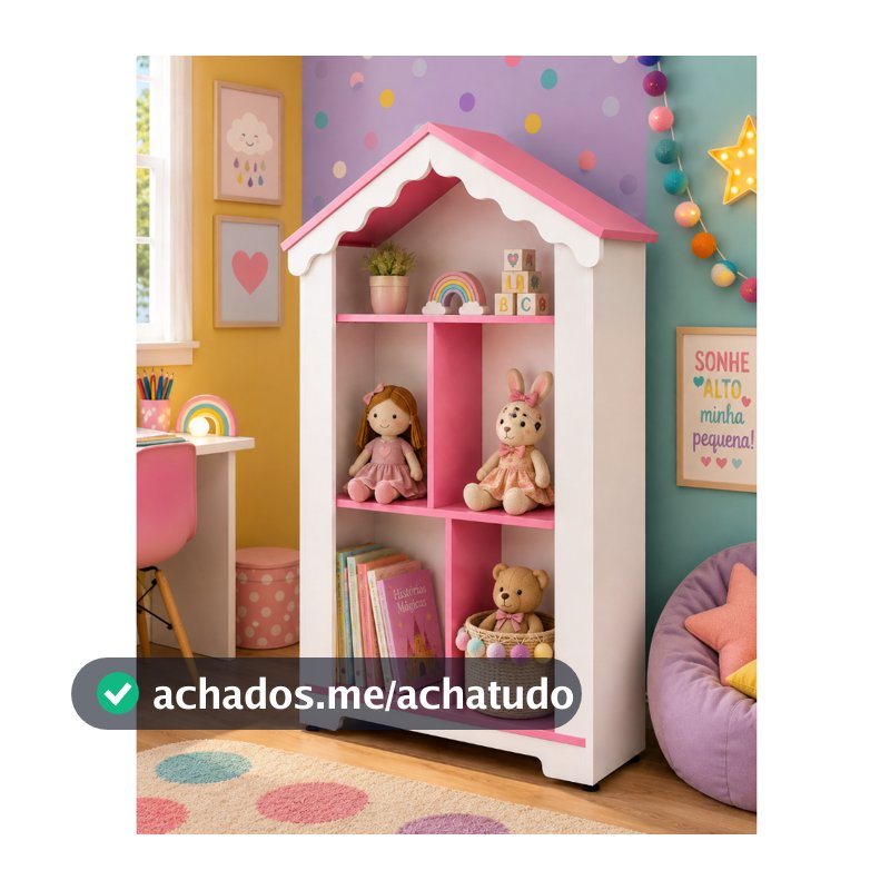 Estante Organizadora Infantil Casinha 100% MDF com Nichos para Quarto e Brinquedoteca
