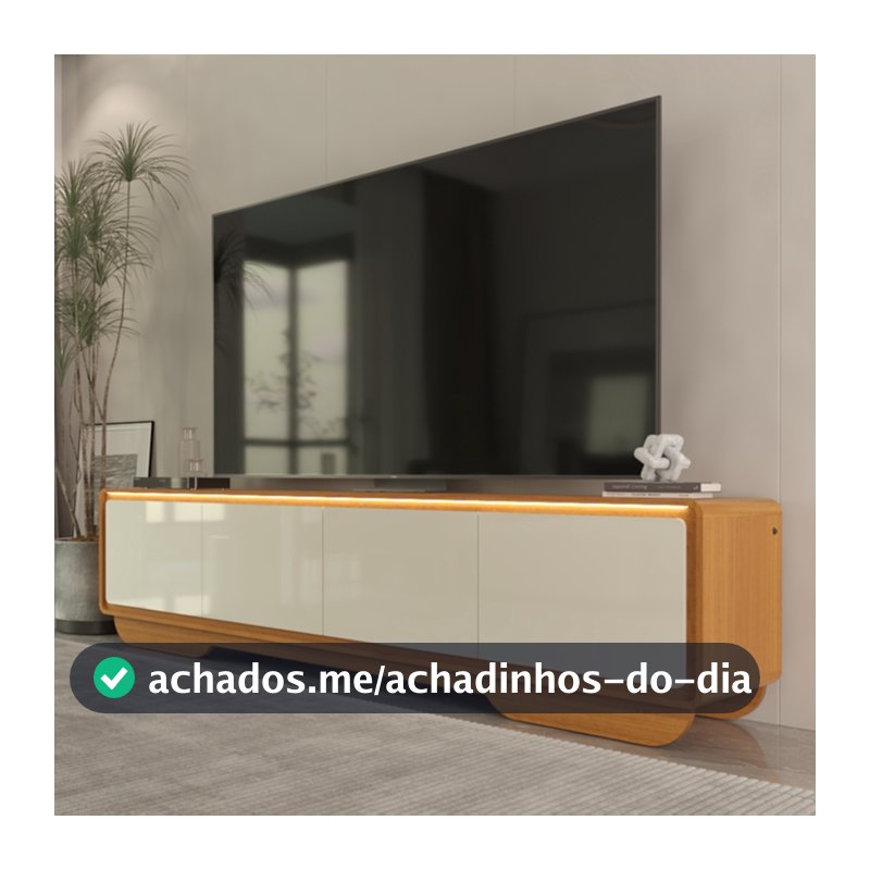 Rack Para TV 75 e 85 Polegadas Com Led Arcus Estilo Orgânico 218 cm