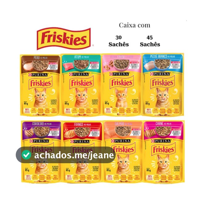 Kit 30 ou 45 Sachês Friskies Alimento Úmido Gatos Carne Frango Atum Peixe Branco Cordeiro Salmão Peru