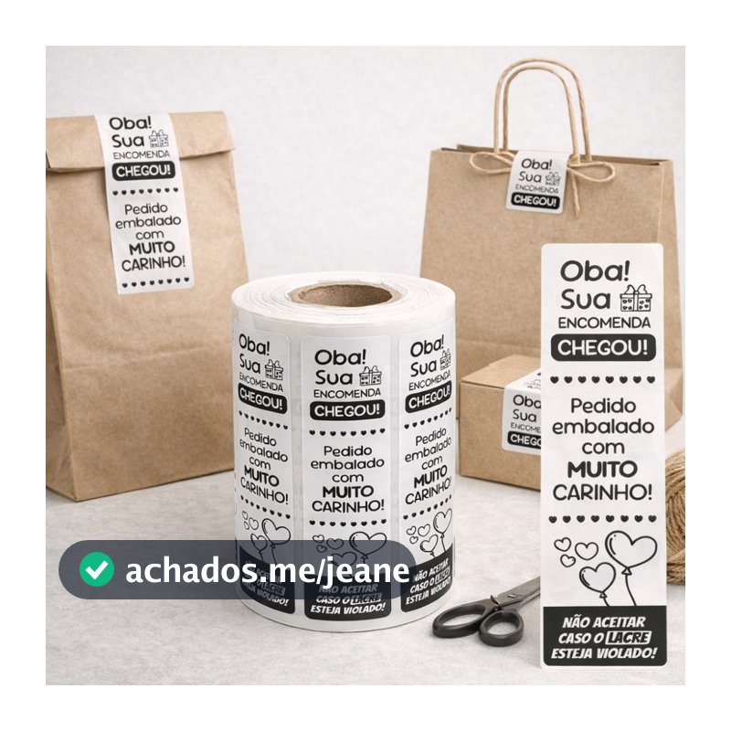 Etiqueta Lacre Delivery Oba Sua Encomenda Chegou - Feito Com Carinho - Embalado Com Amor - Ifood - 99 - Keeta