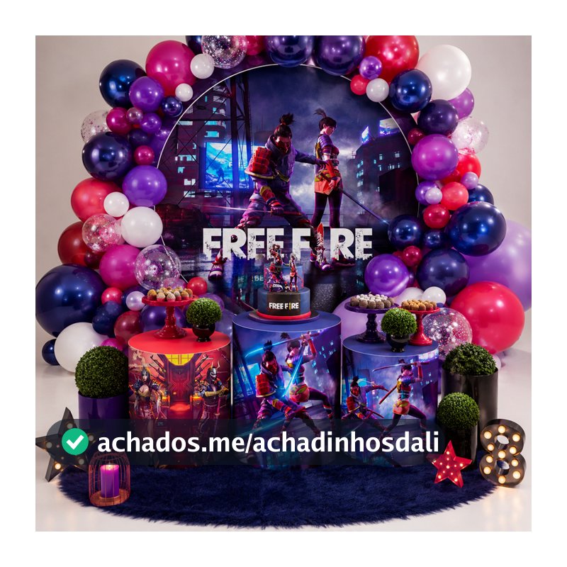 Kit Capa Painel Redondo + Capas Cilindros Free Fire Decoração Infantil