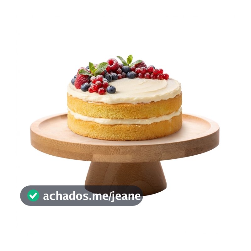 Prato para Bolo Lyor com Pé de Bambu Natural 20cm para Servir Doces Sobremesas Mesa Posta e Decoração Qualidade Casa Uso