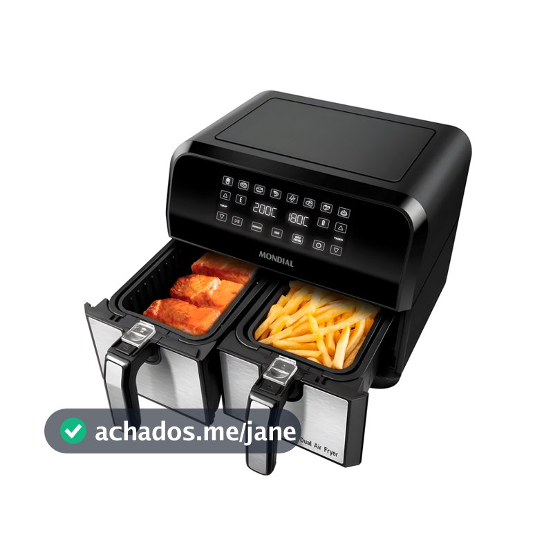 Fritadeira Air Fryer Mondial AFD-01-BI Duplo Cesto 8L 2000W