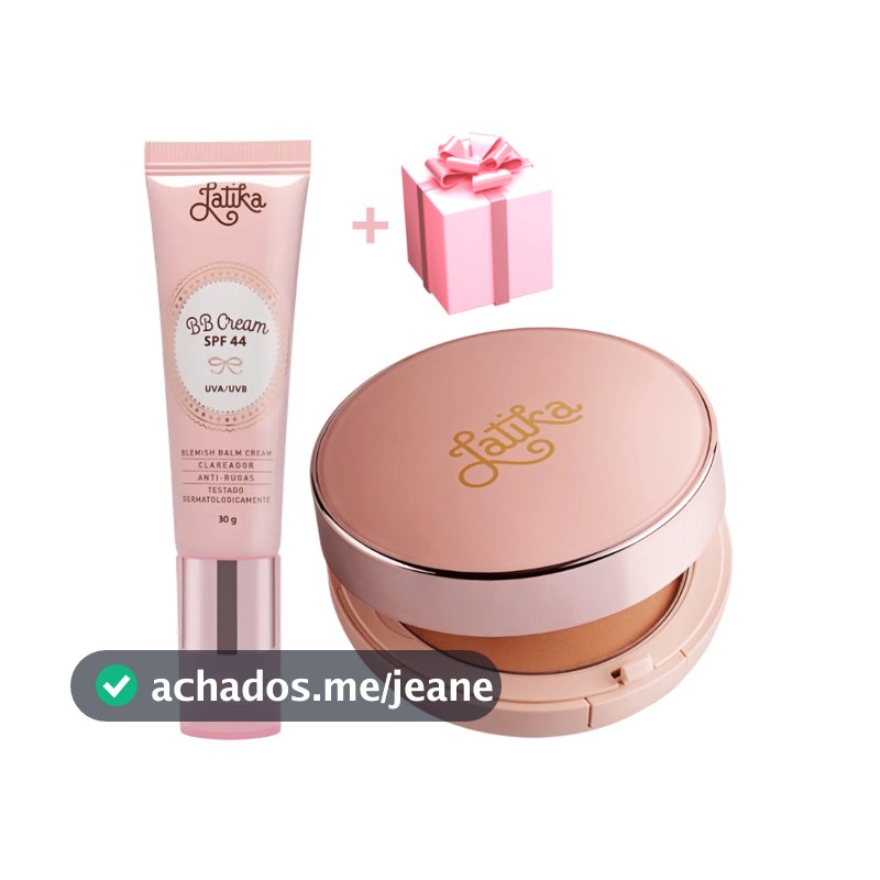 Kit Base BB Cream + Powder Latika Bege Claro Pó Compacto Original Clareador Fps 44