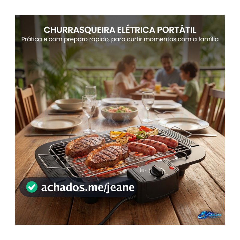 Churrasqueira Elétrica Para Bancada 1500W 110V Compacta Sem Fumaça Para Apartamento Cozinha Pequena